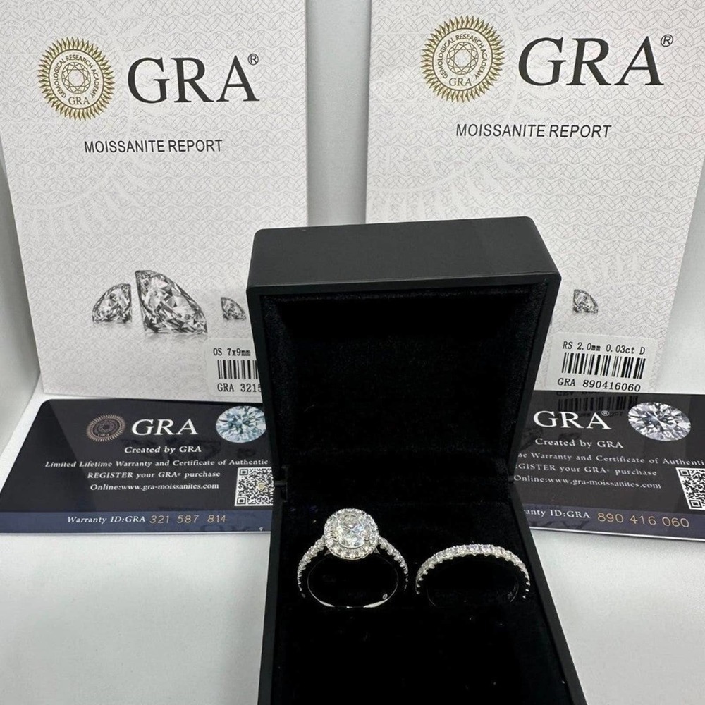 Moissanite Engagement Ring Oval Cut GRA Certified Wedding Anniversary 18K 925 - Picture 3 of 14